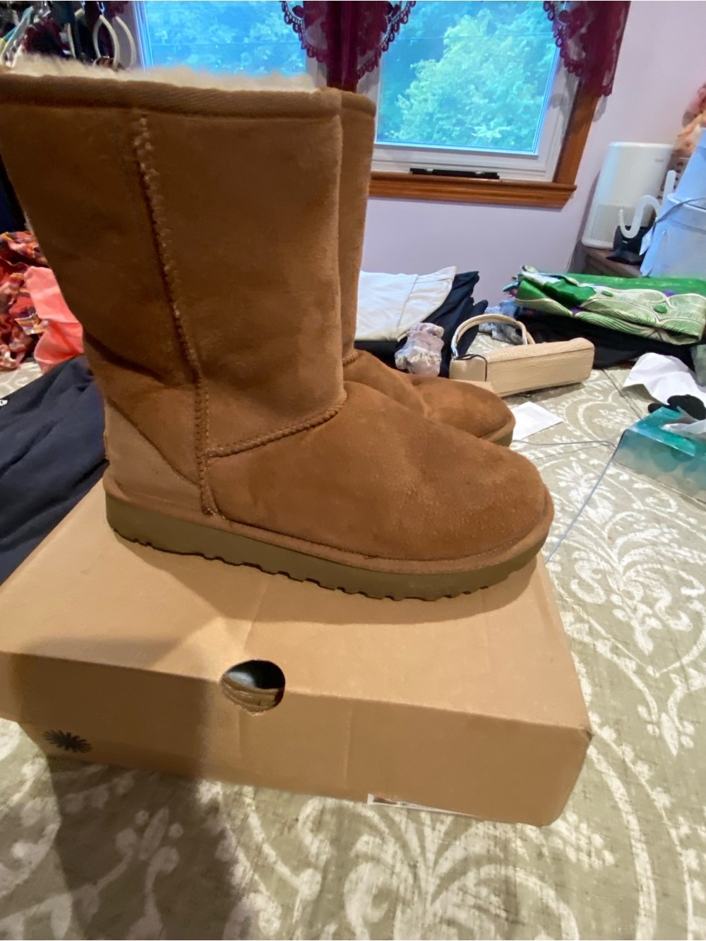 UGG Chestnut Suede Mid-Calf Boot - Women a couple of black spots on the front